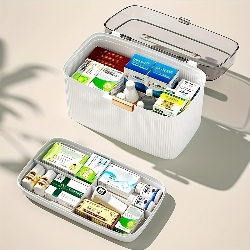 Leikance Tragbare Notfallbox, mehrschichtige  Erste-Hilfe-Kunststoff-Aufbewahrungsbox für Medizin auf Reisen