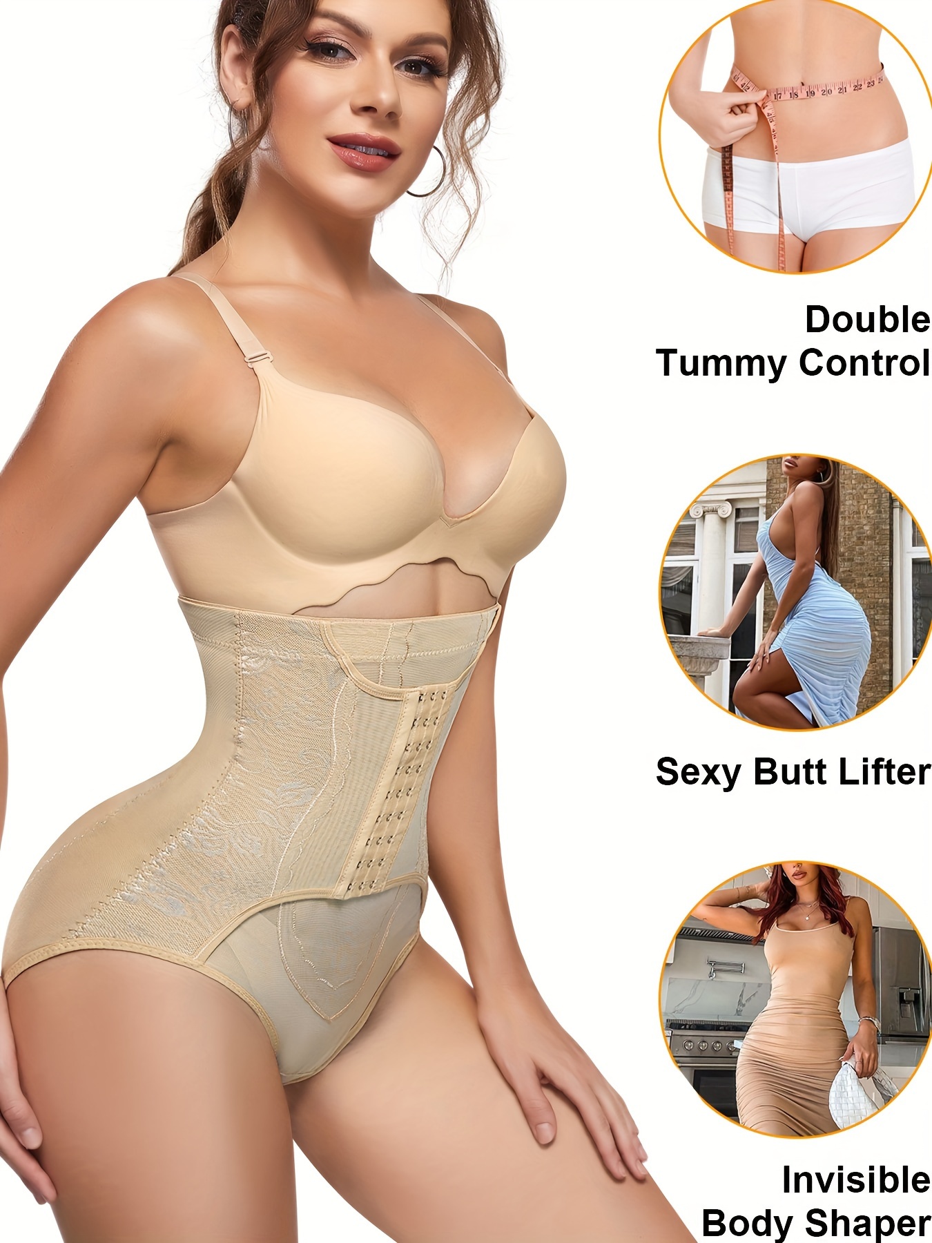 Gotoly Shapewear Bodysuit for Women Double Tummy Control Butt Lifter  Panties High Waist Trainer Full Body Shaper