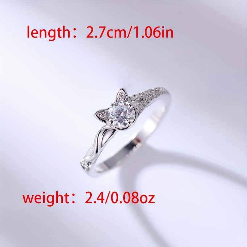 Men's Silver Moissanite Cat Ring, Engagement Style