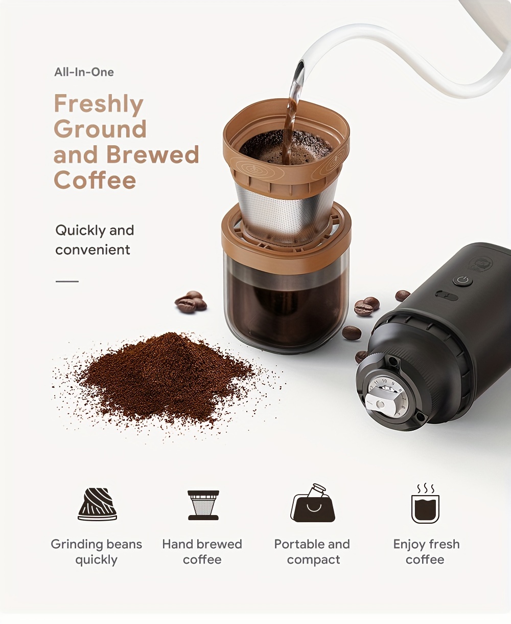 Portable And Compact Coffee Machine, Grinder Hand Punching 2-in-1