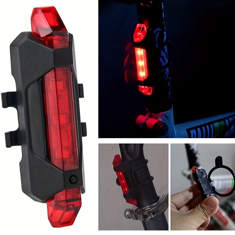 Luz trasera colorida para bicicleta de montaña, luz roja nocturna,  recargable por USB, equipo de conducción nocturna - AliExpress