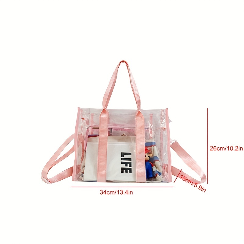 PVC Ladies Handbag Large Capacity Transparent Messenger Bag Beach  Waterproof Special Bag Outdoor Shoulder Bag Travel Storage Bag