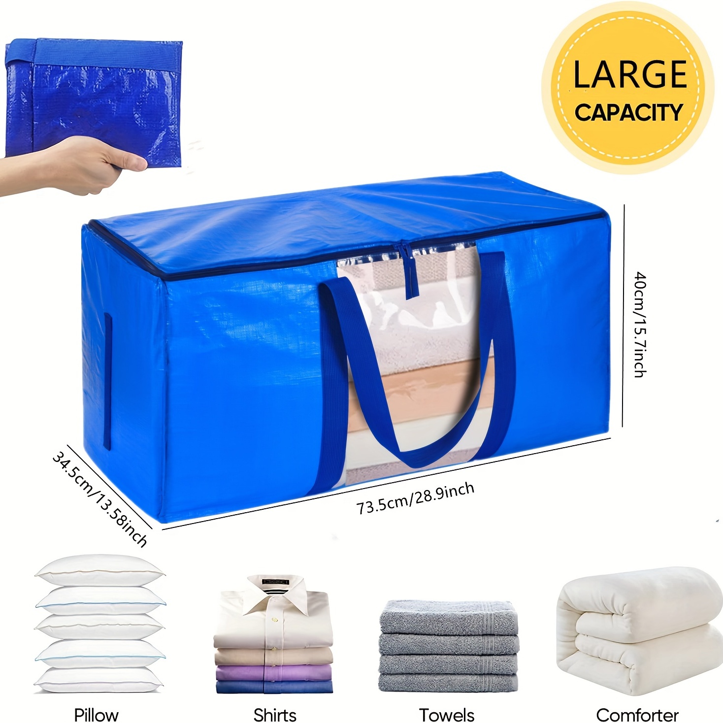 1pc Heavy Duty Extra Large Storage Bag With Backpack Straps