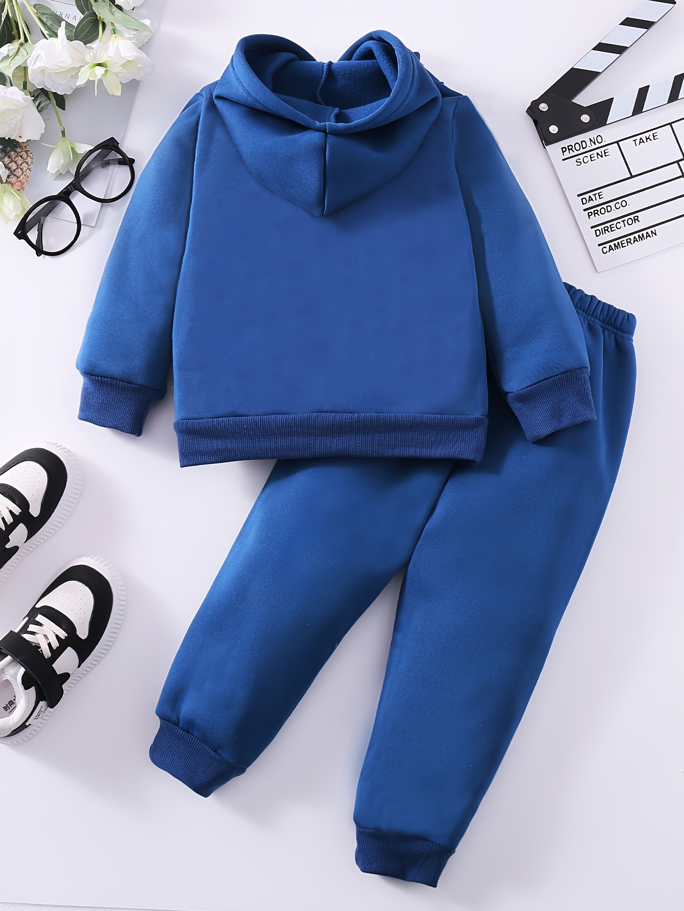 Boy's Thermal Lining Hoodie Outfit Fleece Hoodie Sweatpants - Temu