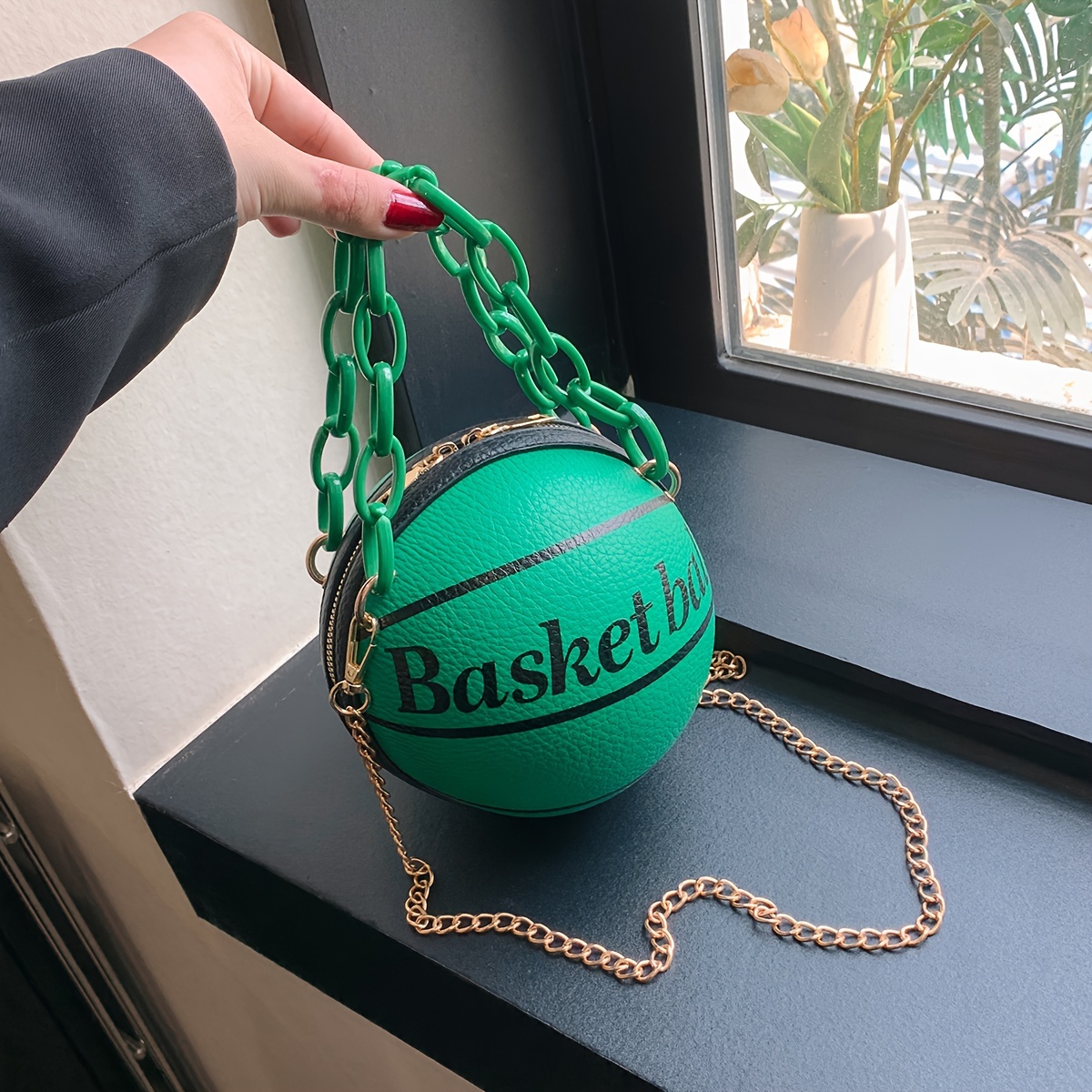 Fashion Style Basket Ball Mini Crossbody Bag Funny Shoulder Bag All match Chain Hand Ball Bag