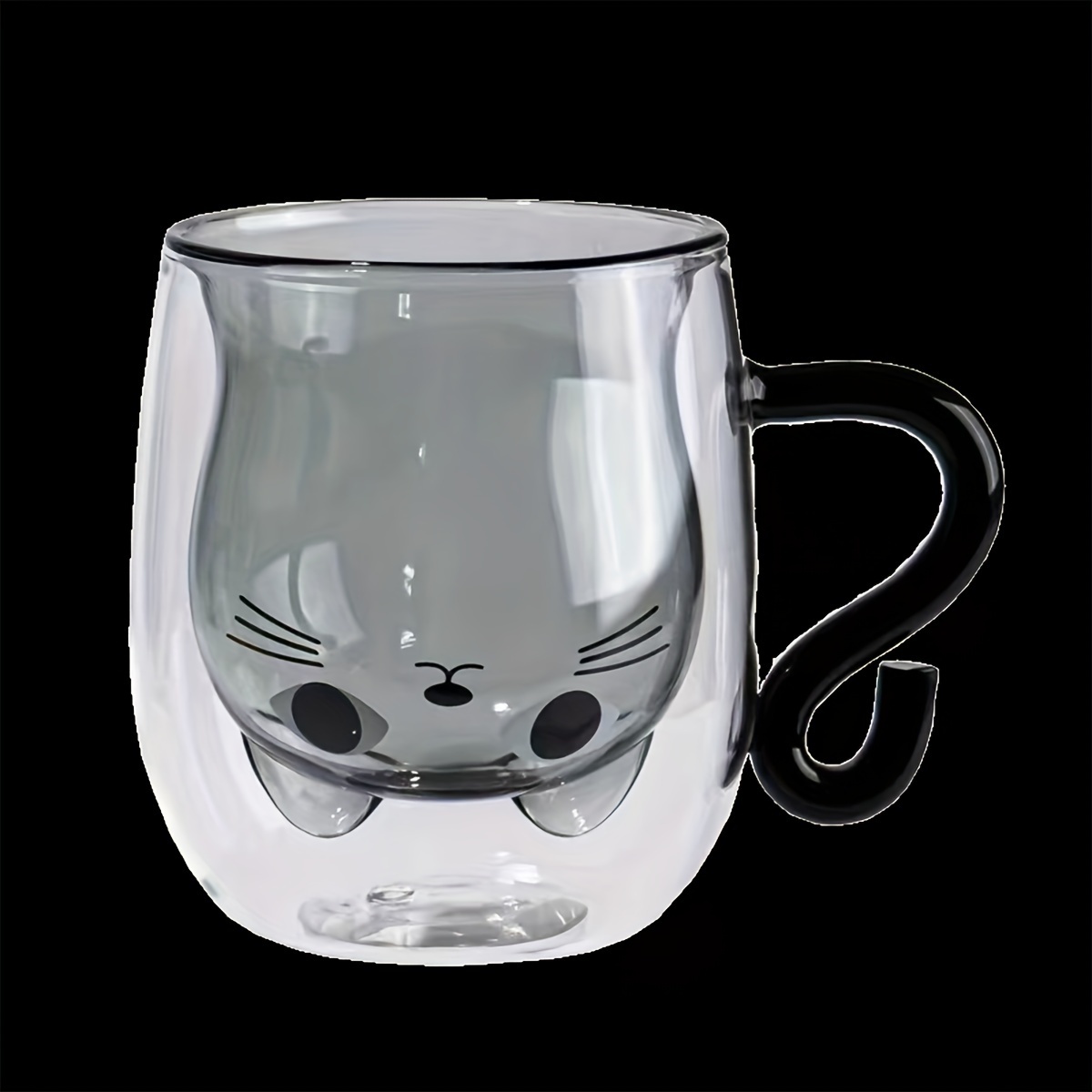 Cartoon Kitten Glass Coffee Mug Double walled Espresso - Temu