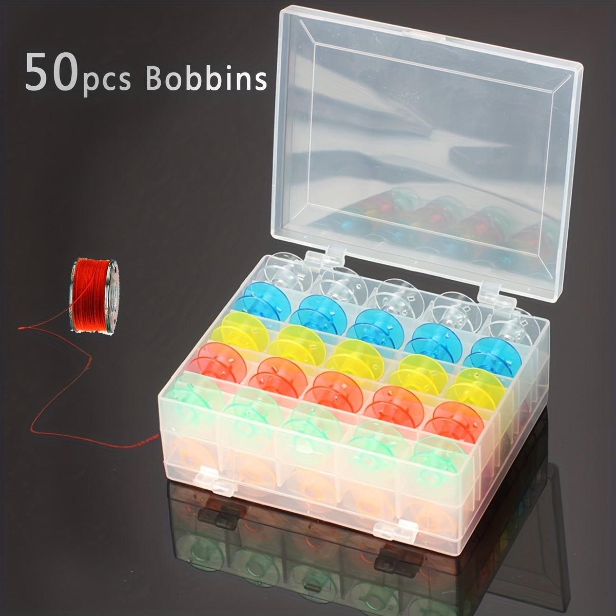 Color Bobbins With Case, Transparent Plastic Threaded Bobbin, Sewing  Machine Bobbins Spool Tool, With Double-layer Plastic Box, Compatible For  Multiple Sewing Machine - Temu