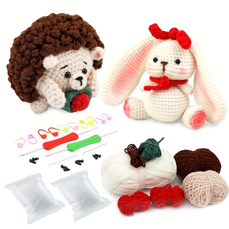 JOJOJOSDA Beginners Crochet Kit,3 Set Crochet Animal Kit,DIY Crochet Kit  for Beginners, Crochet Kits for Kids and Adults, with Instructions and
