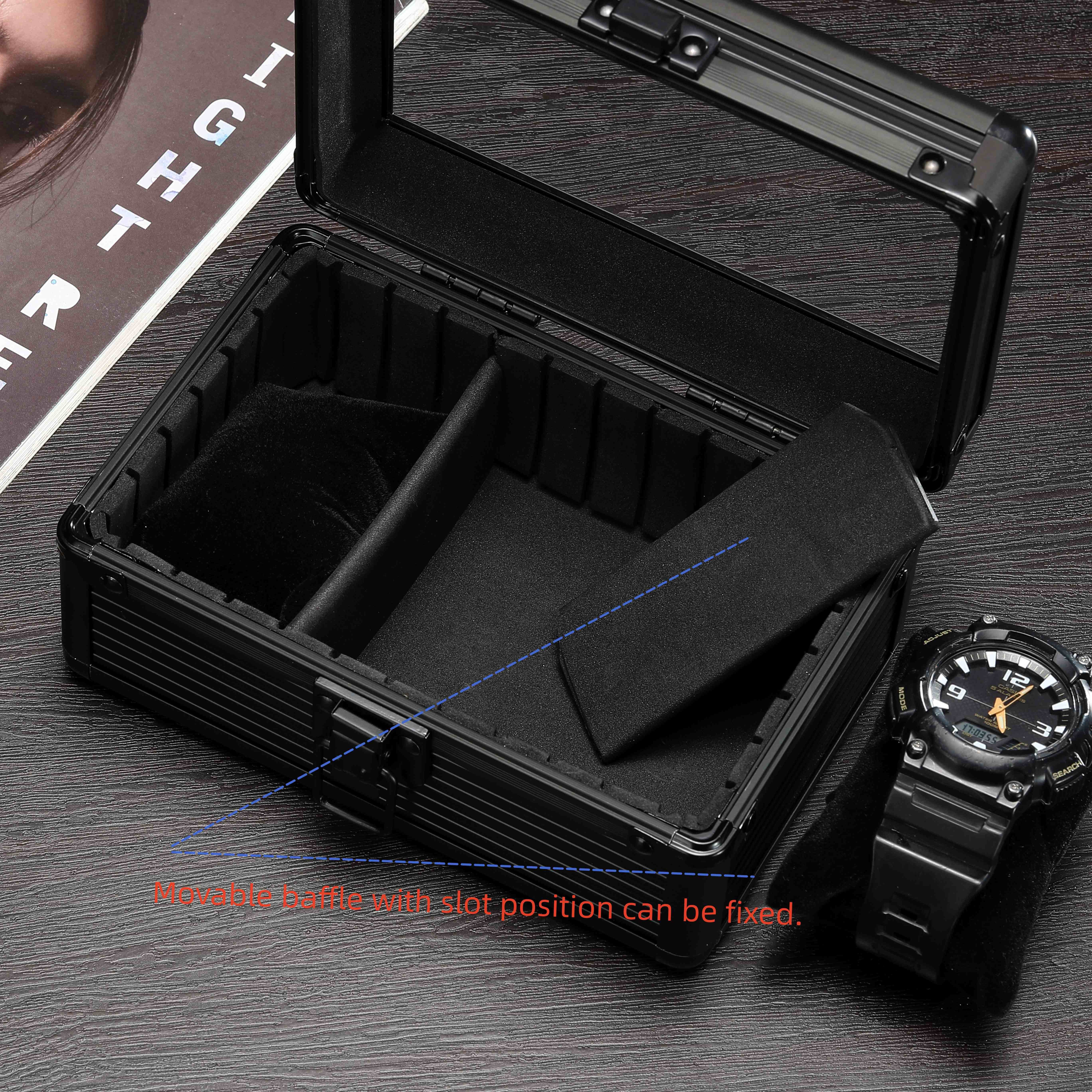 Cajas de almacenamiento de relojes de aluminio para hombre