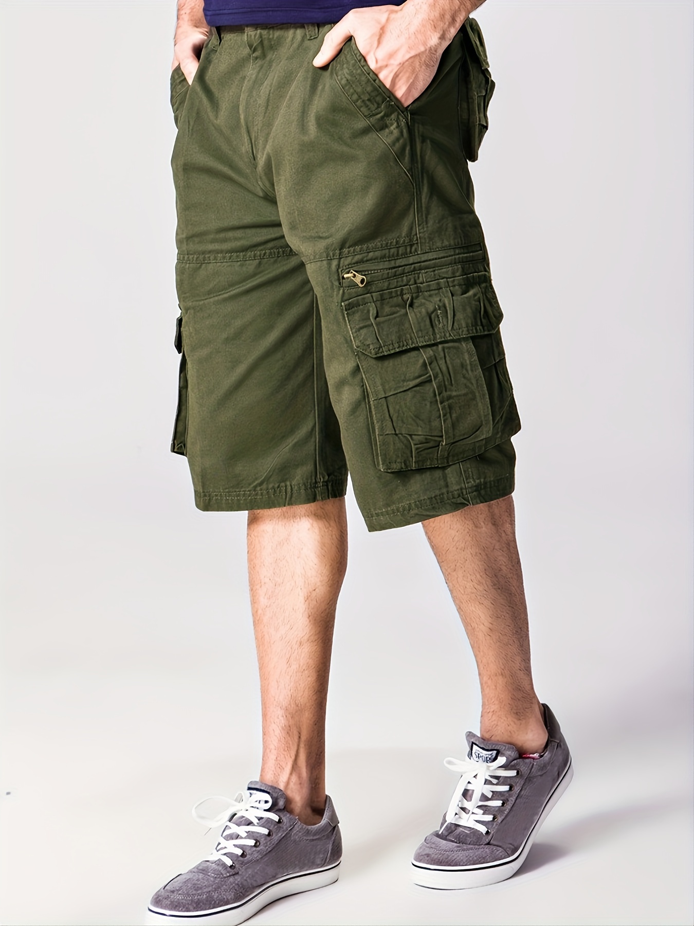 Olive Green Cargo Shorts for Men