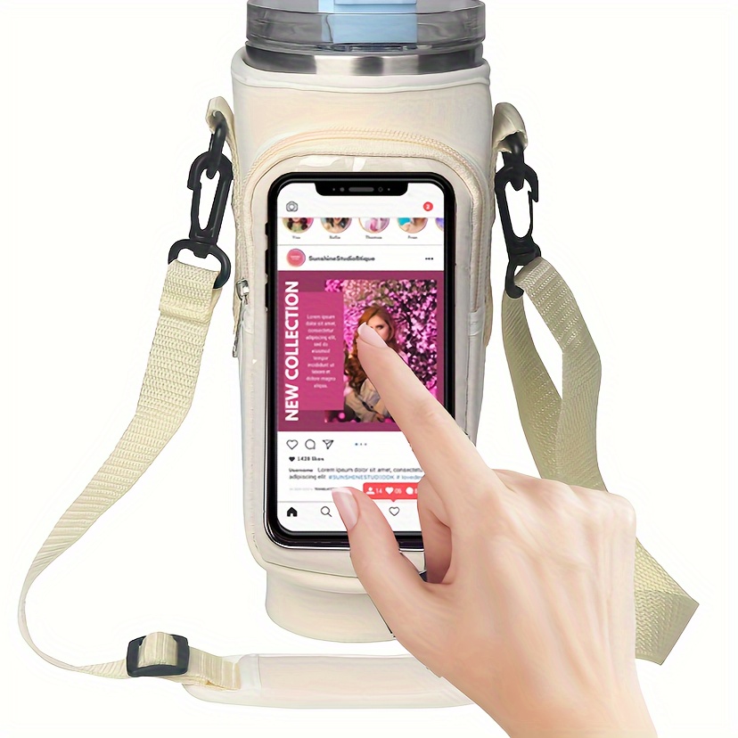 Water Bottle Carrier Bag With Phone Pocket For Tumbler Anti - Temu