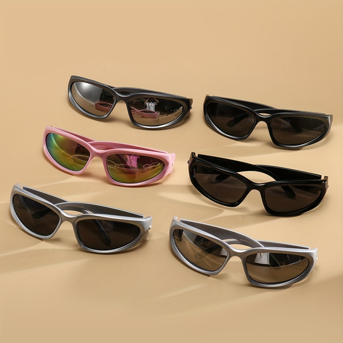 Y2k Wrap Around Sunglasses Outdoor Mirrored Sports Sun - Temu