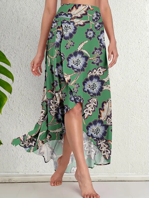 Green Print Skirt - Temu
