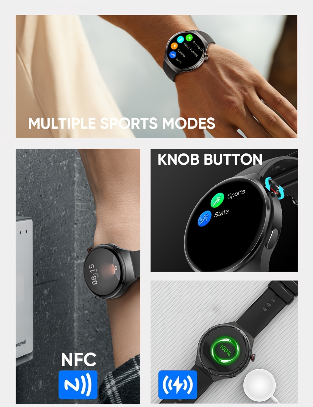 2023 New Men's Smart Watch Gt4 Pro 360 * 360amoled Wireless - Temu