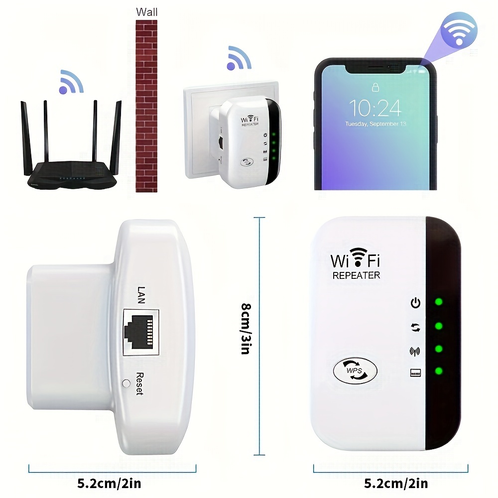 Us Plug Wifi Extender Wifi Signal Booster Up To 3000 Sq.ft - Temu