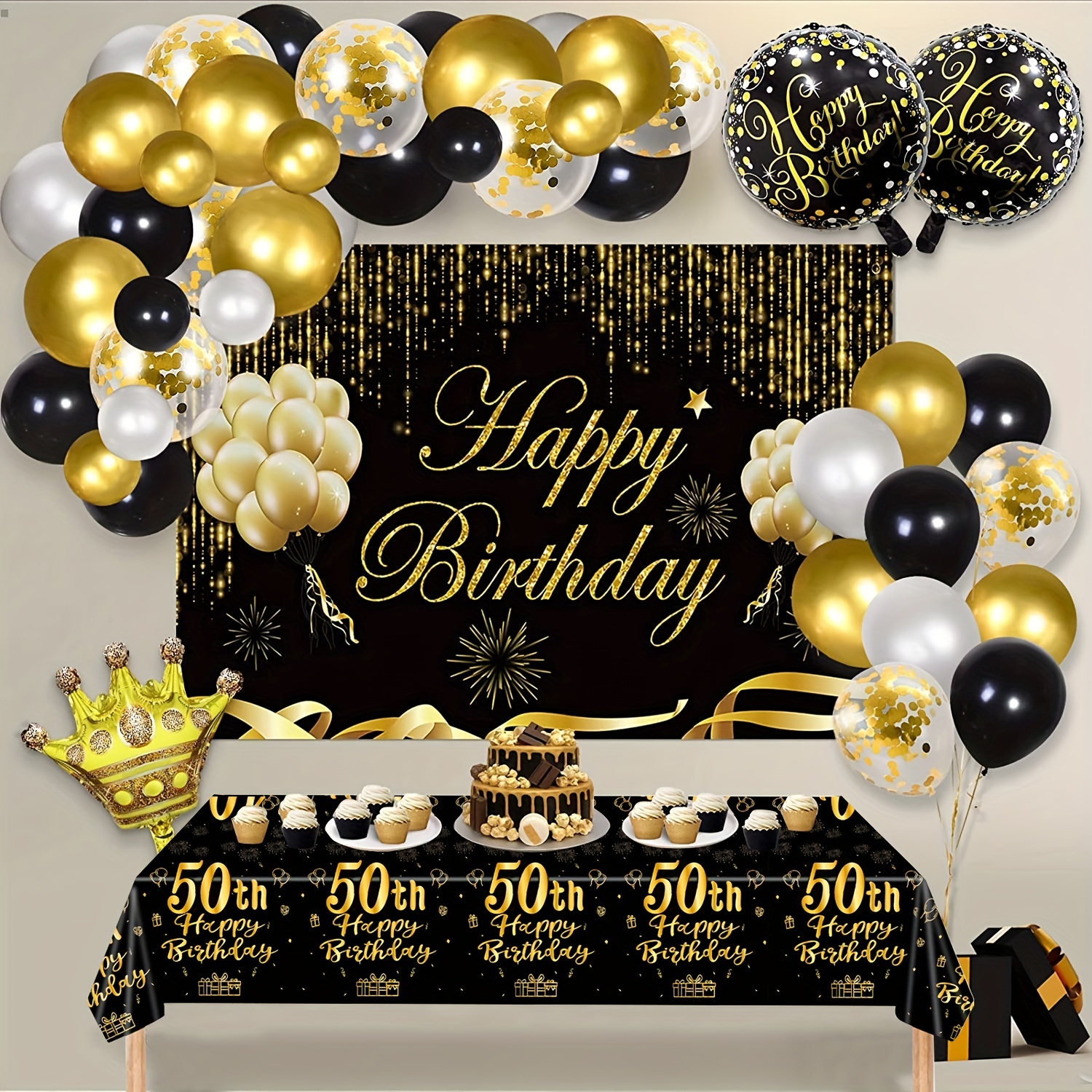 Golden Holiday Accessory Set for 50th Birthday Party