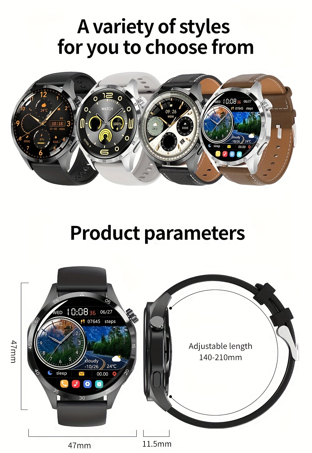 GT4 Pro Reloj inteligente de 1.6 pulgadas, visualización grande, para  hombres y mujeres, BT Call Smartwatch AI Voice NFC, monitor de salud de  ritmo cardíaco, reloj de pulsera deportivo (piel café) 