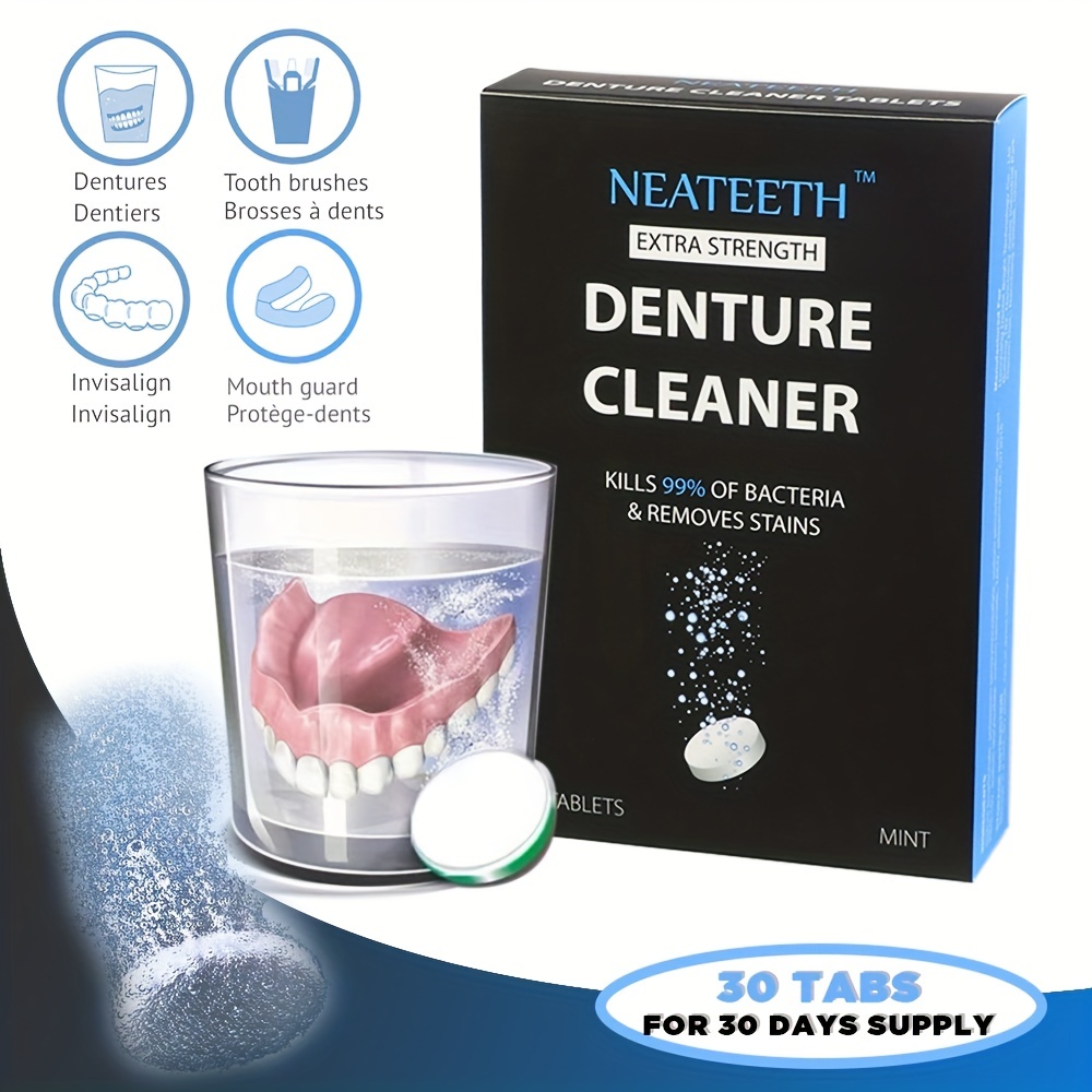 30 Tabs Retainer Cleaner Tablets, Retainer & Denture Cleansing Tablets