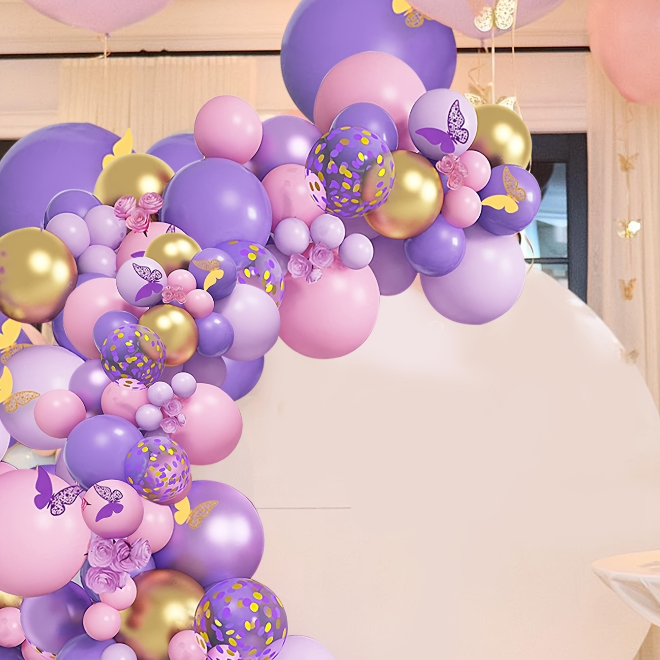 180pcs / Set Kit De Arco De Guirnalda De Globos Rosa Claro Morado 3D Rose  Golden Cutout Butterfly Stickers Baby Shower Cumpleaños Día De San Valentín  Fiesta De Despedida De Soltera Decoraciones