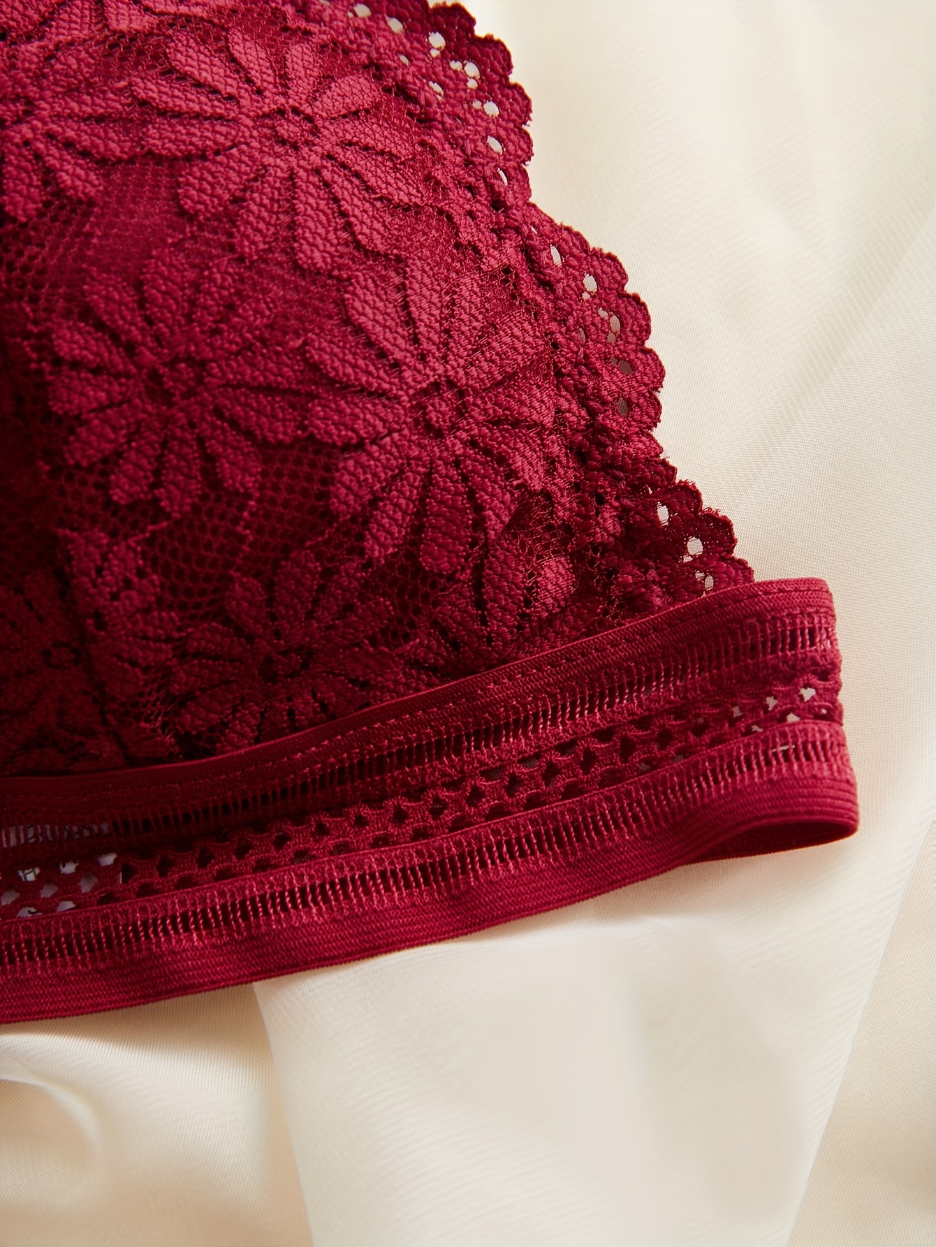 3pcs Contrast Lace Bralettes, Comfy & Breathable Scallop Trim Bra, Women's  Lingerie & Underwear
