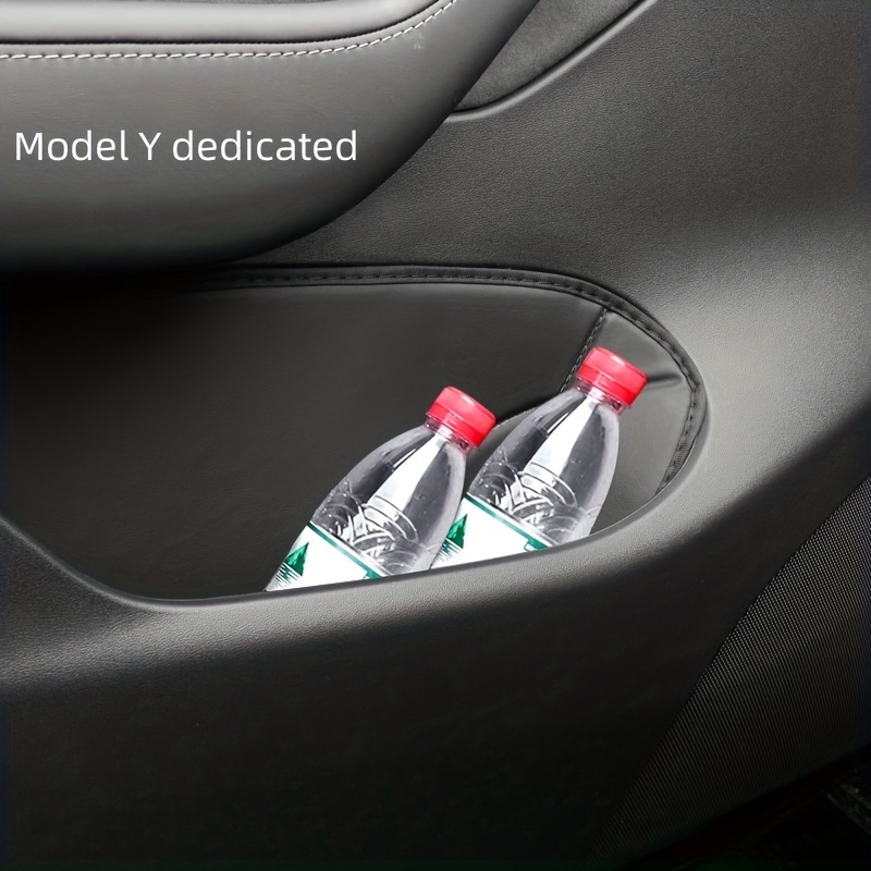 Door Side Storage Box For Tesla Model Y  レザーハンドルポケットアームレストパッセンジャーストレージトレイコンテナ4個セットユニバーサルインテリアアクセサリー