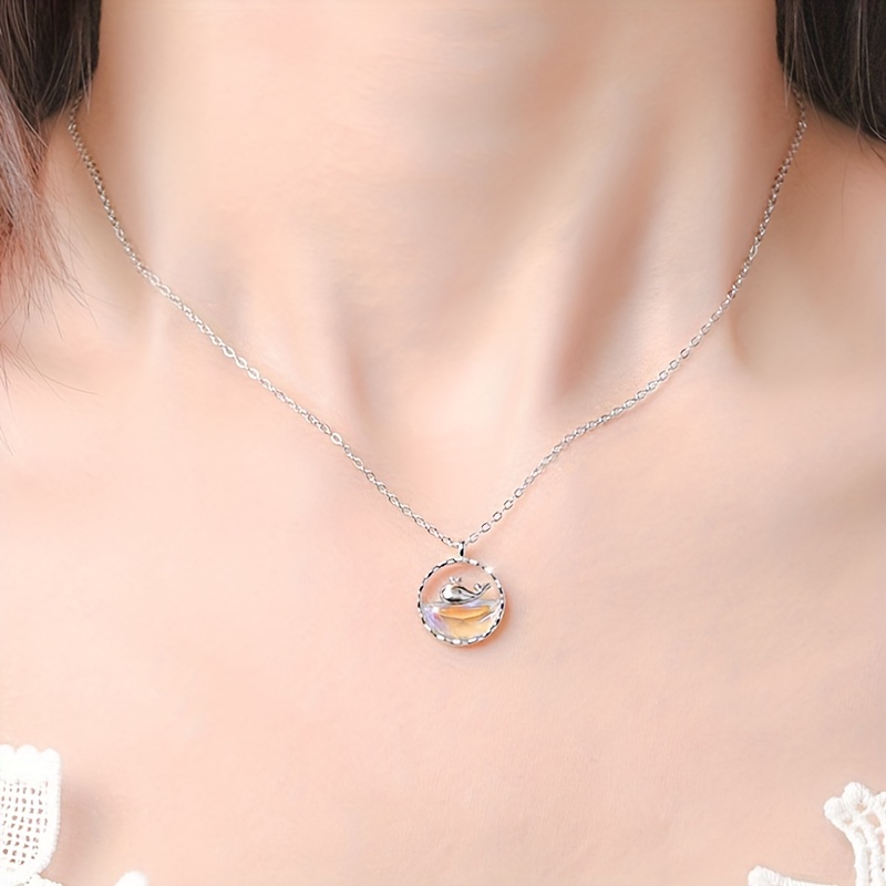 1pc fashion elegant whale ladies pendant necklace clavicle chain details 5