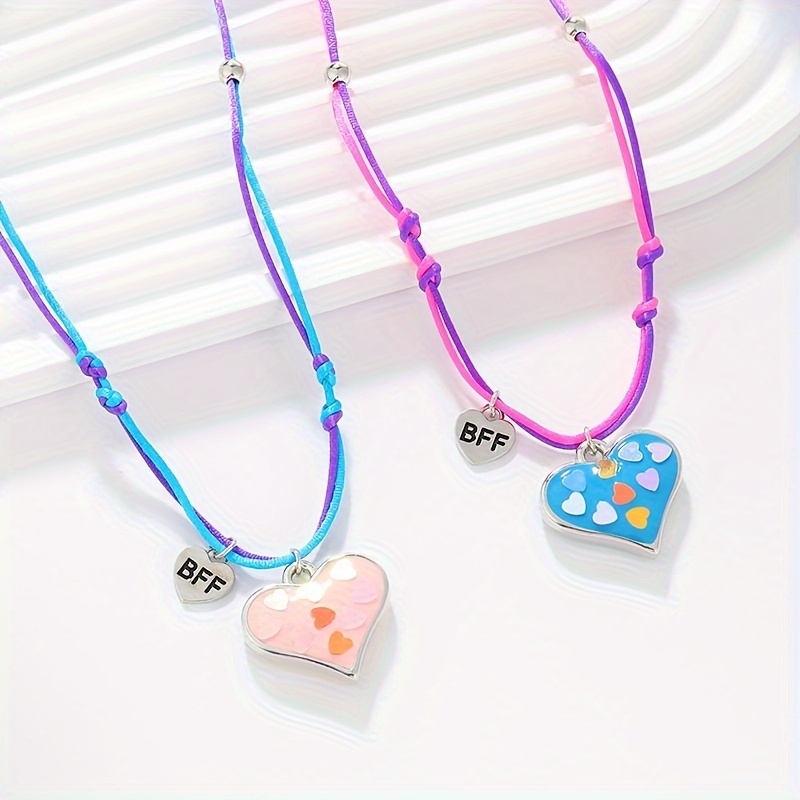 2X Matching Necklace for Best Friends Personalized Magnet Heart Pendant  Necklace Engraved Gift for Kid Children