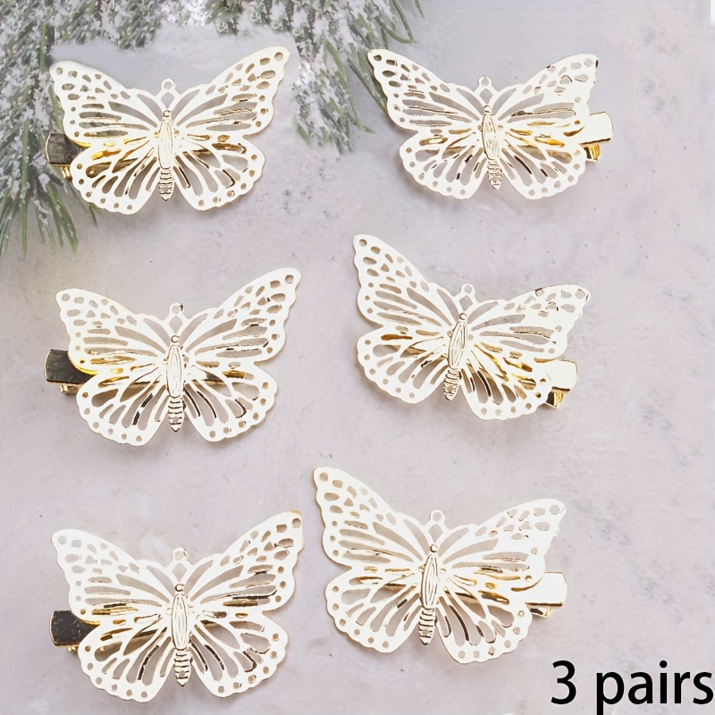 Girl's Hair Fashion Hair Clips Moving Butterfly Hollow Butterfly Pins  2Pcs/set
