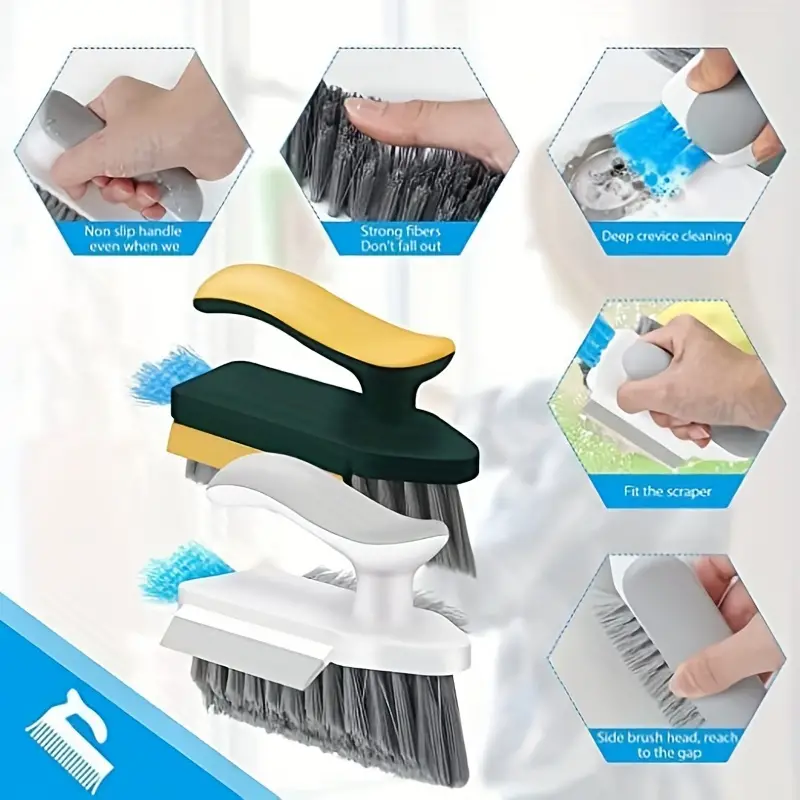1pc 4 In 1 Tile Grout Cleaning Brush, Bathroom Tile Floor Brush With  Squeegee, V-Shaped Gap Scrub Brush Gap Cleaning Brush Tool, Multifunctional  Scrub