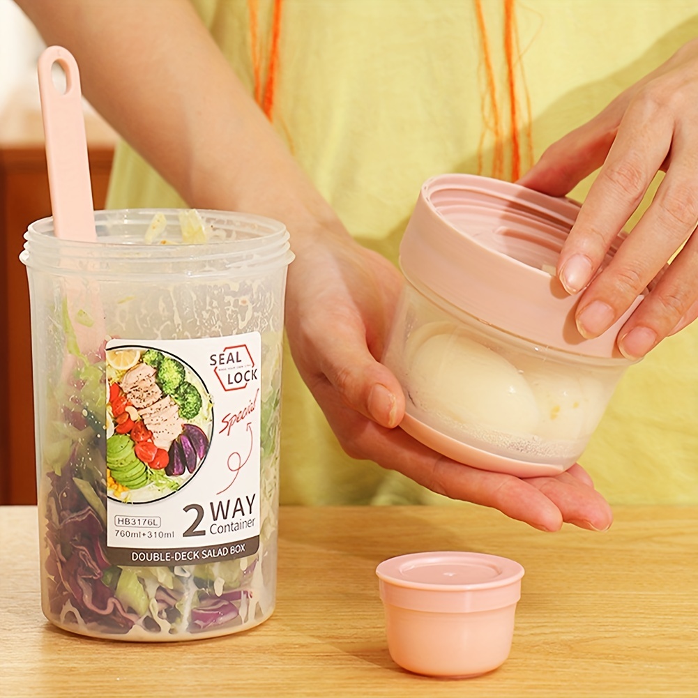Portable Salad Cup Breakfast Salad Bowl with Fork School Lunch Box Food  Storage Bento Box Yogurt Oatmeal Milk Cup