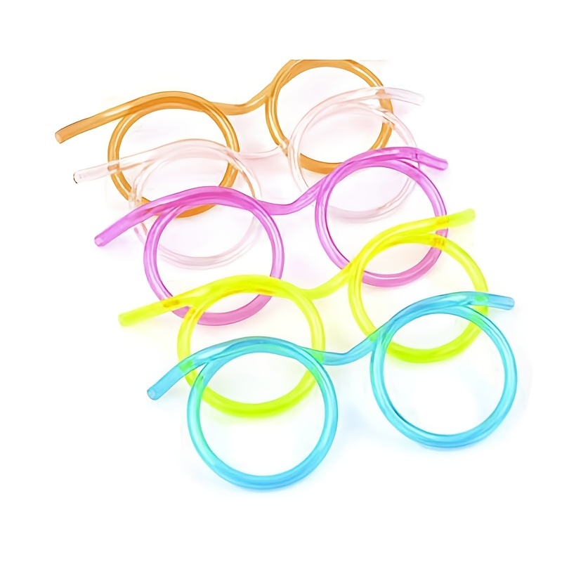 Funny Glasses Straw,Flexible Drinking Straw Novelty Eyeglass Frame