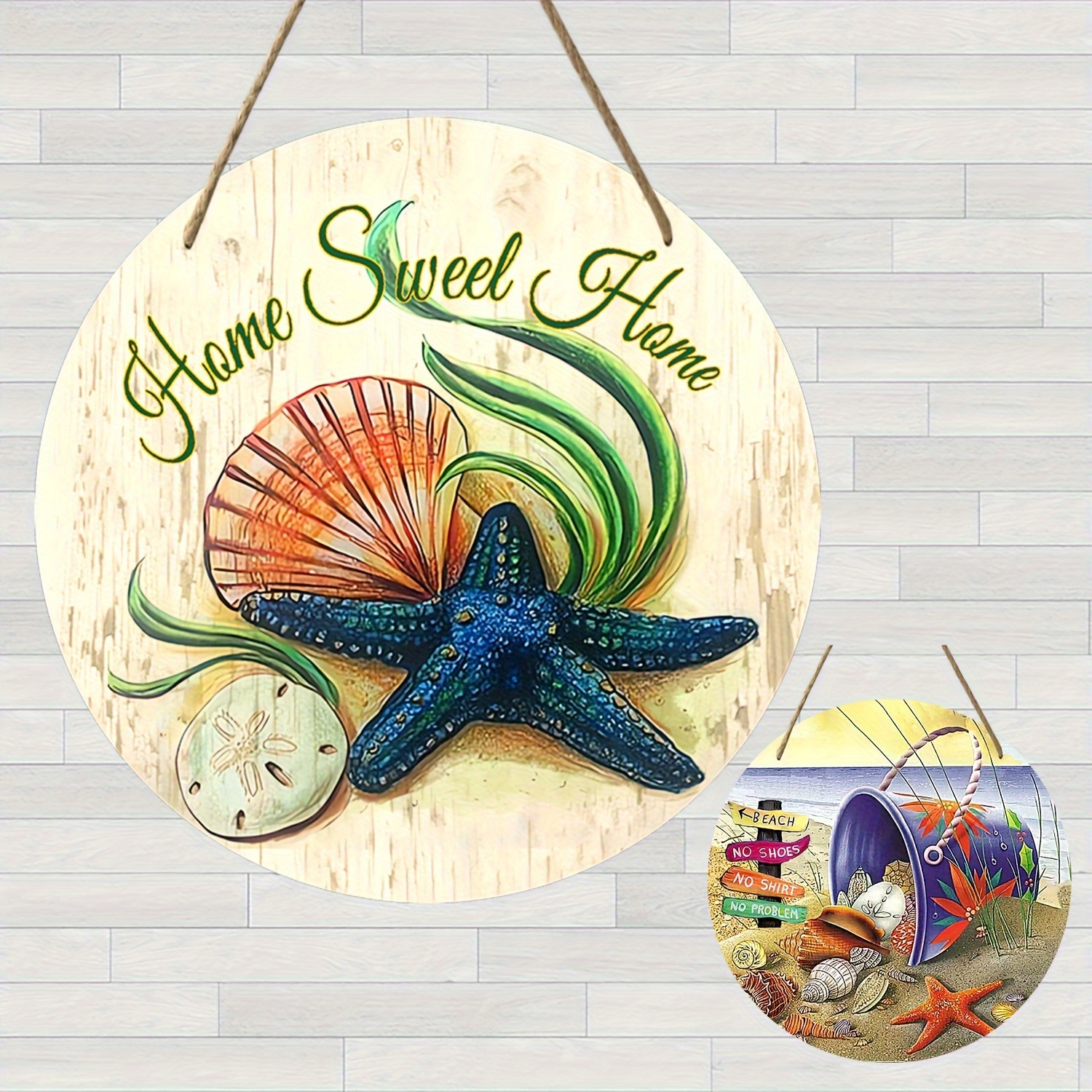 1pc Welcome Wooden Sign Starfish And Seashells On The Beach - Temu