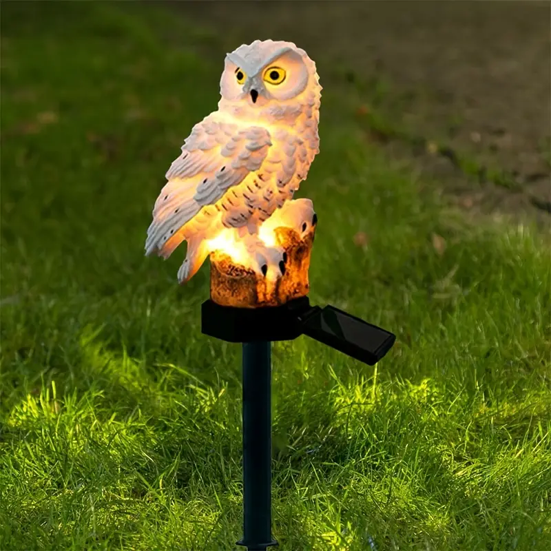 1pc solar lawn light resin owl shape landscape light outdoor waterproof led yard decorative light details 2