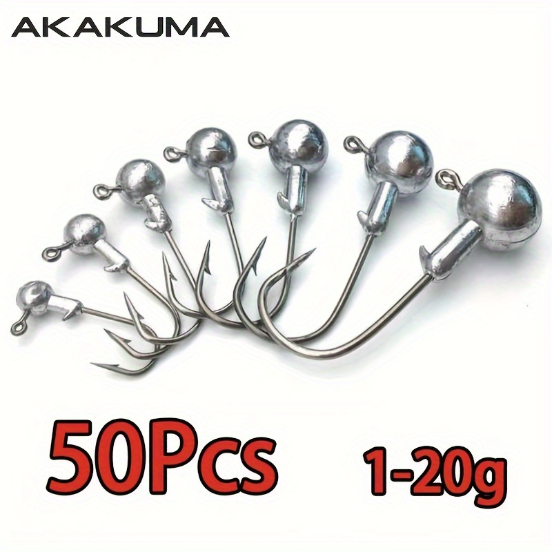 

50pcs Lead Jig Head Hook, High Carbon Steel Soft Lure Hook, Barbed Fishing Hooks With Box