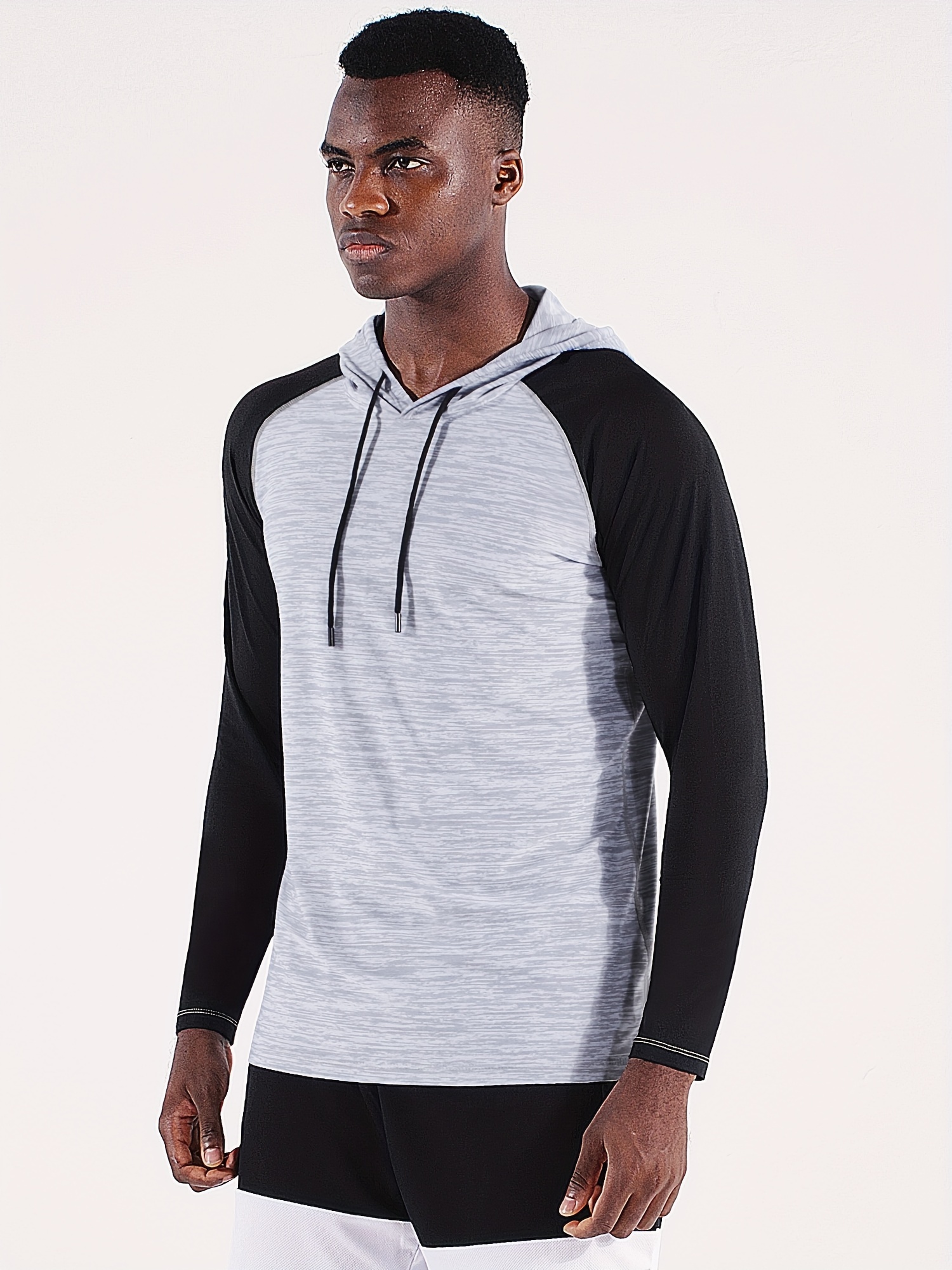 Men's Fast Drying Long Sleeve Hoodie, Breathable Active Slim Fit Top for Running Basketball Gym Fitness Sports,Temu