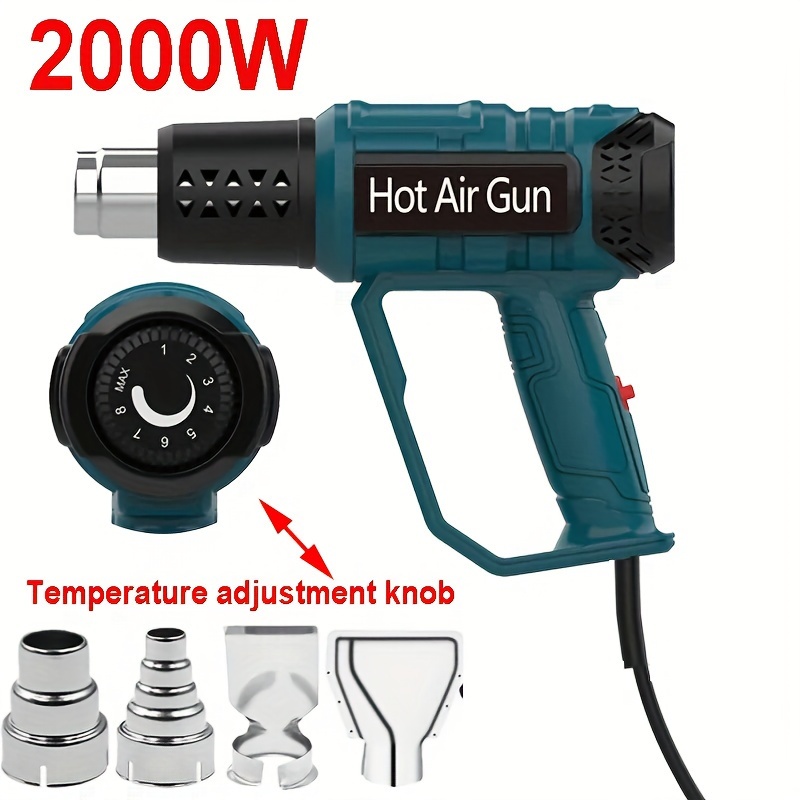 Soplador de aire caliente con pistola de calor de 2000 W con 4 boquillas
