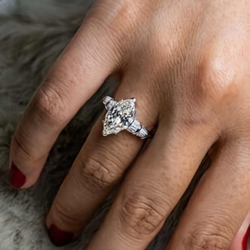 6 Prong Set Marquise Zirconia Ring for Women, Perfect for Engagements
