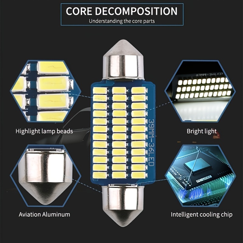 Car Interior Dome Festoon Led Light Bulbs C Led 3014 Smd - Temu