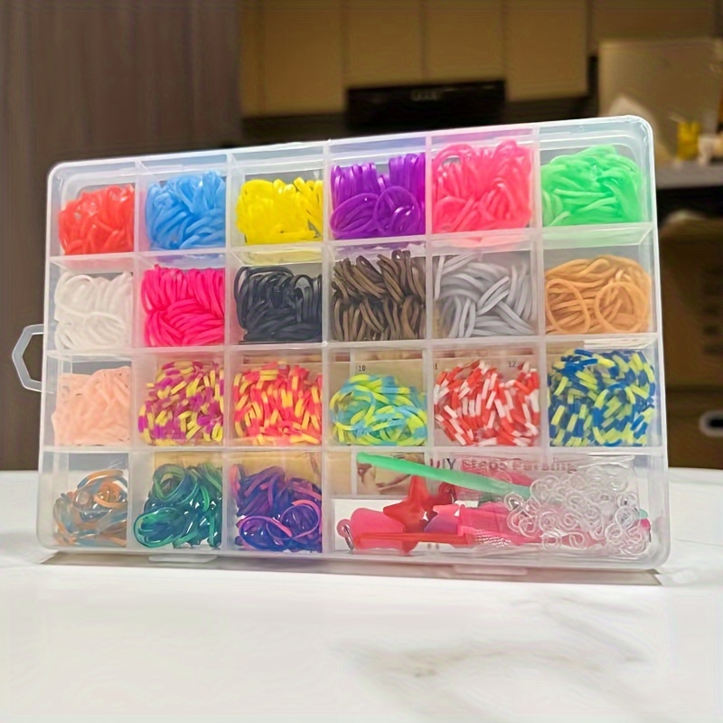 Colorful Rubber Loom Bands Elastic DIY Set Box Girls Gift Weaving Bracelet  Tool Kit Kids Arts Crafts Toys Children 7 8 10 Years