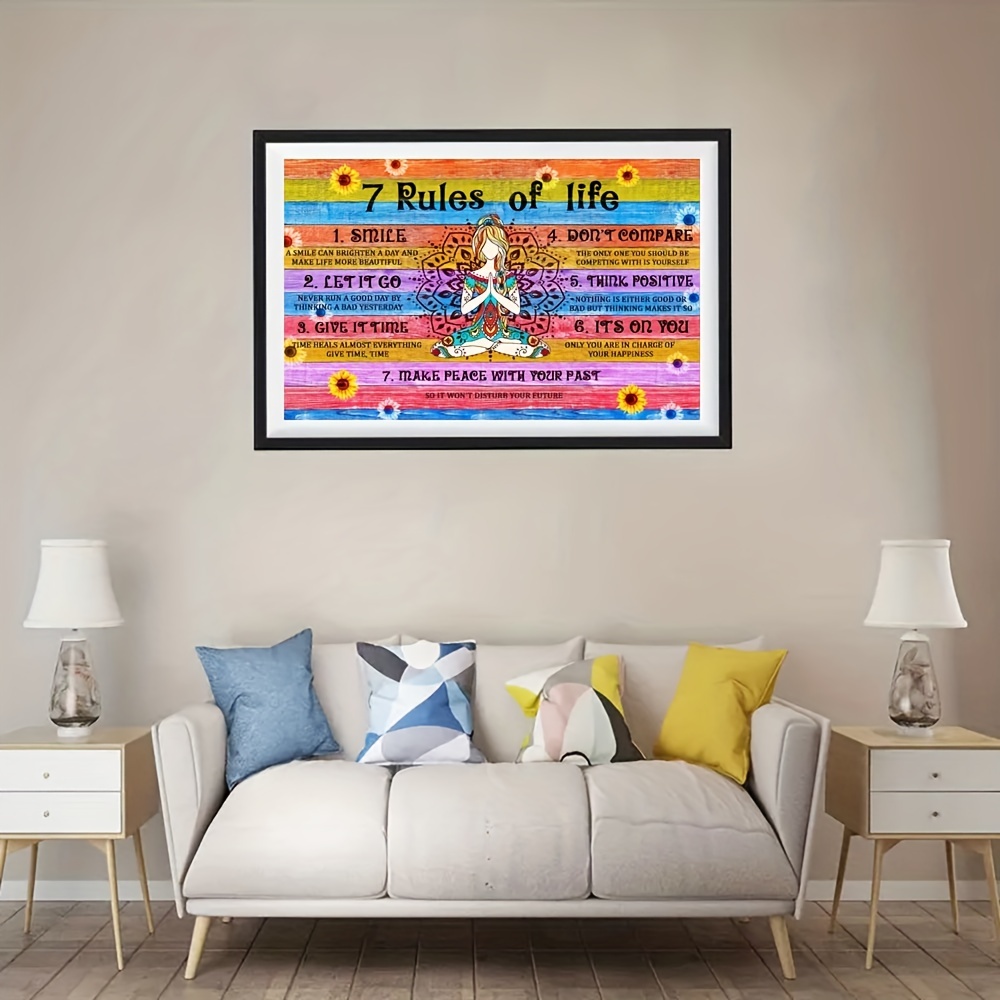 7 Rules Of Life Poster Peace Love Wall Art Yoga Meditation - Temu