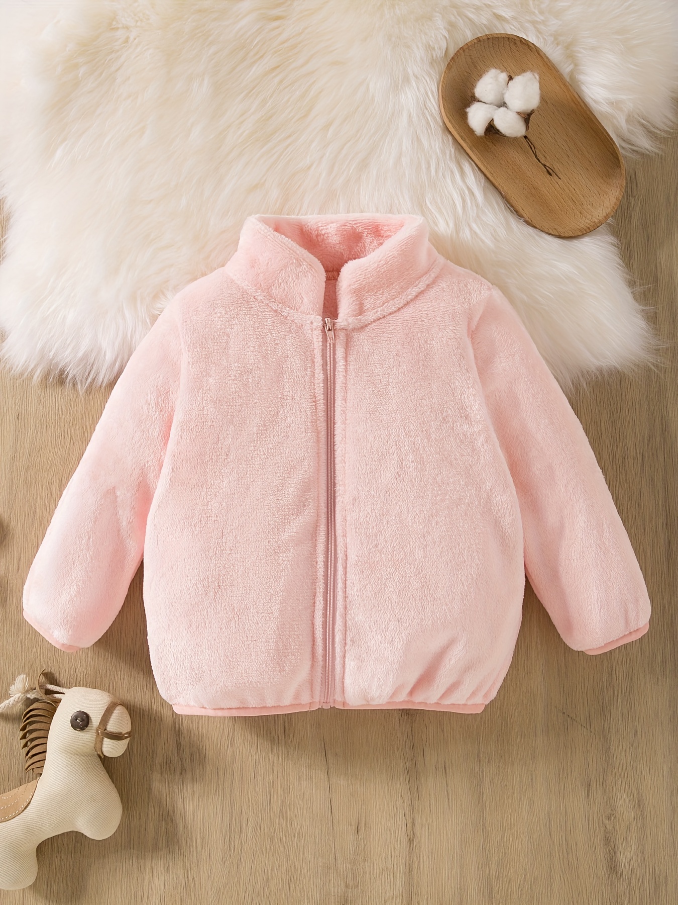 Toddler Girl/boy Lapel Collar Zipper Fuzzy Berber - Temu Canada