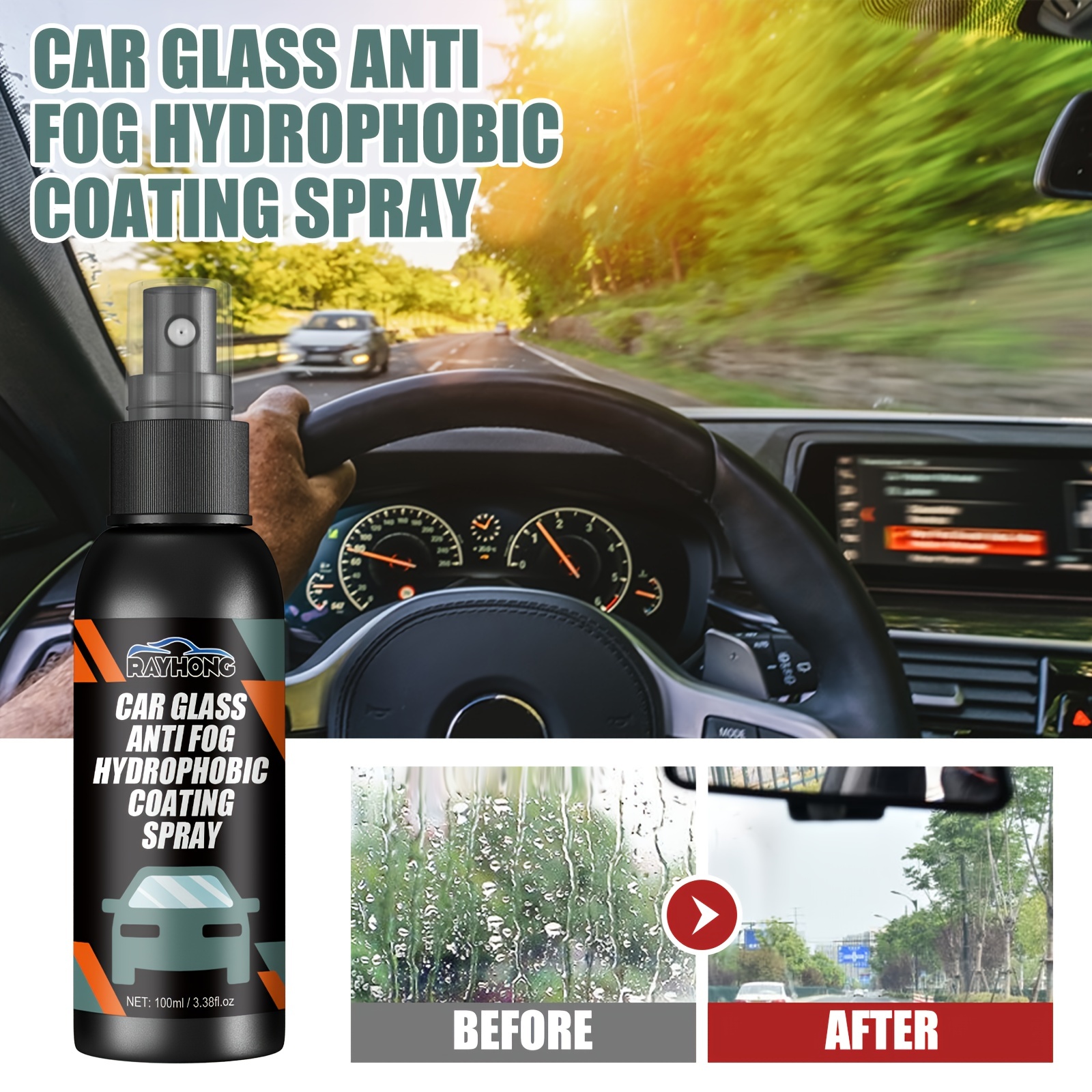 Car Windshield Spray Water Repellent Anti fogging Agent, Car Glass Anti-Fog  Hydrophobic Coating Spray, Mirror Windshield Washer Fluid Rainproof Agent