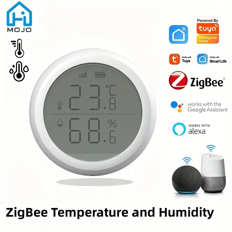 1pc Thermomètre Intelligent Zigbee Tuya Pour La Maison Capteur De