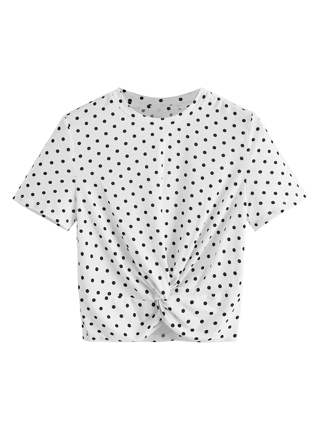 Black and White Polka Dots Women's T-Shirt Short Sleeve Crewneck