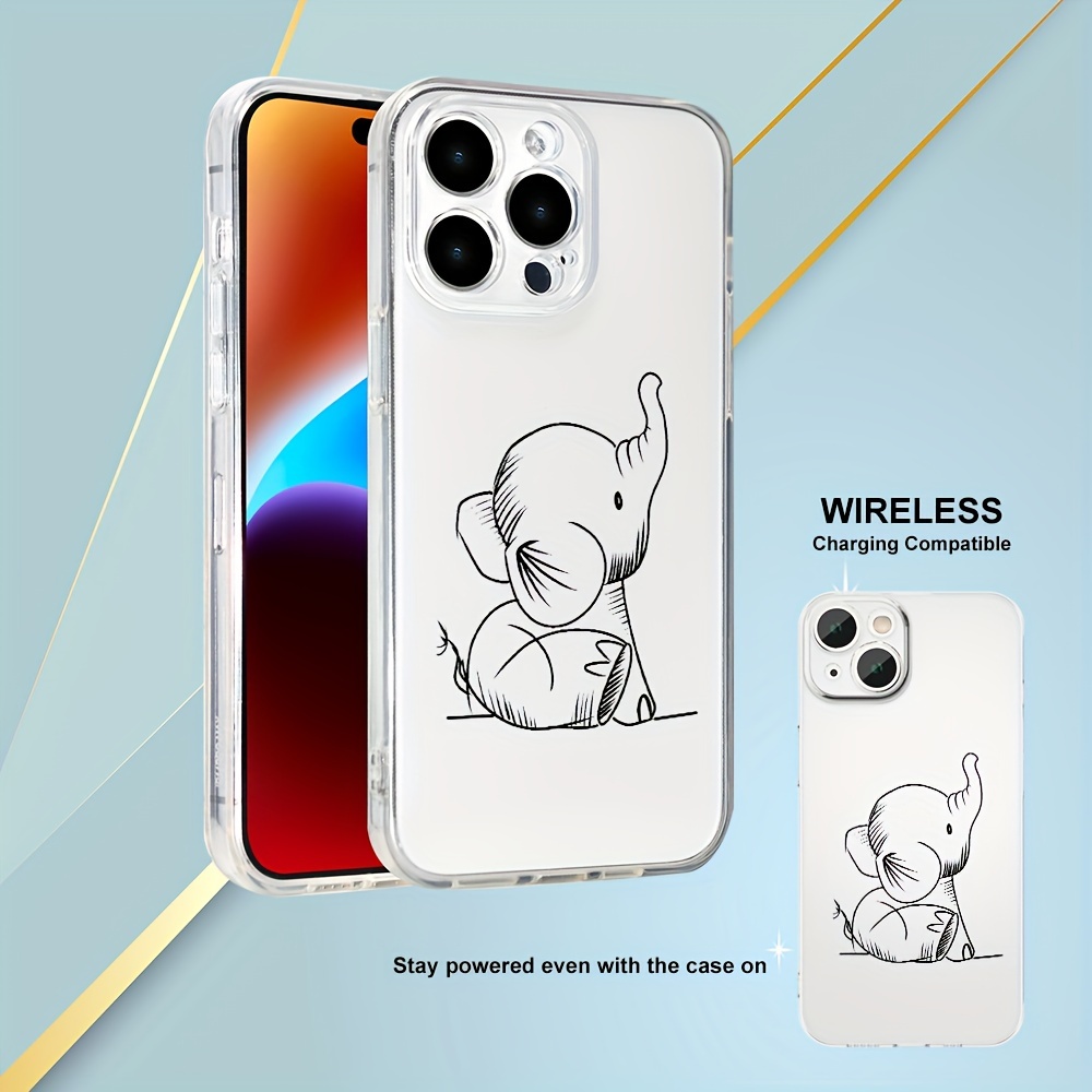 

2.0mm Clear Phone Case With Elephant Uv Printing 360 Degree Full Protection Phone Cover For Iphone 11 12 13 14 15 Pro Max Xr X Xs 7 8 Plus Se Mini