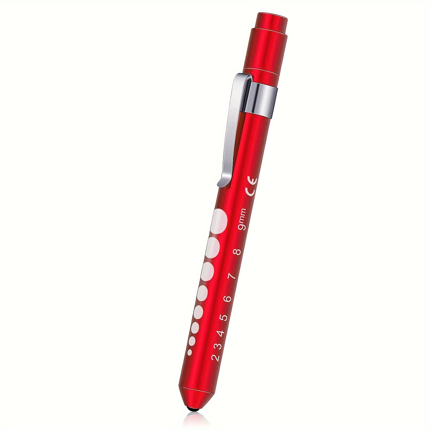 2pcs Nurse Penlight with Pupil Gauge Medical Pen Light for Nurses Doctors  (Red and Silver) 