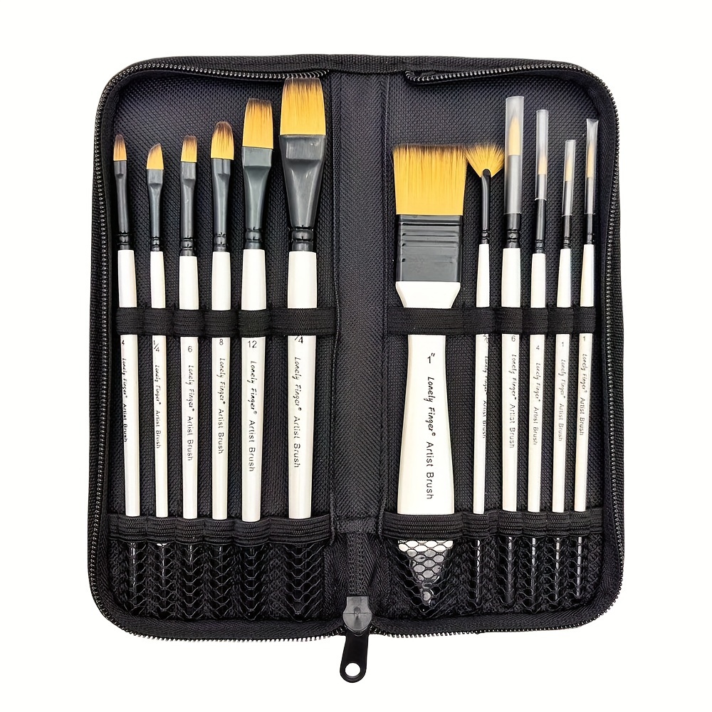Art Paint Brush Kit Set Includes Carrying Brush Case For - Temu