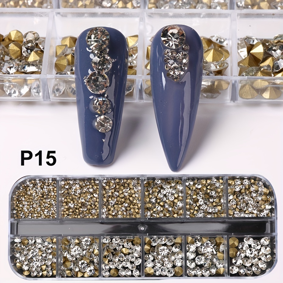 Jollin 3456pcs Flatback Rhinestones Glass Charms Diamantes Gems Stones for  Nail Art 6 Size ss4~ss12 Blue Blaze