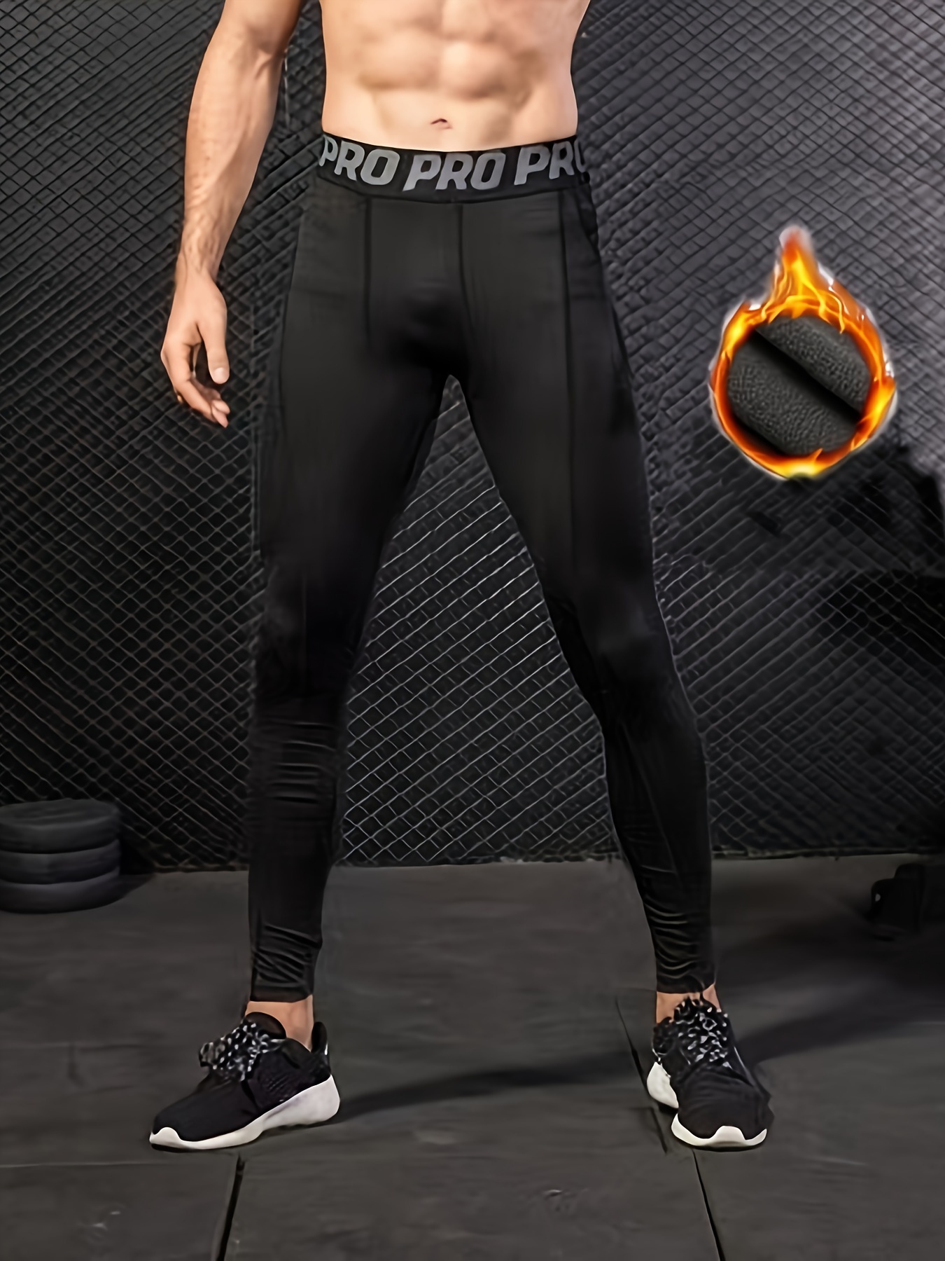 Men's Stretch Tight Long Compression Pants Activewear Letter - Temu