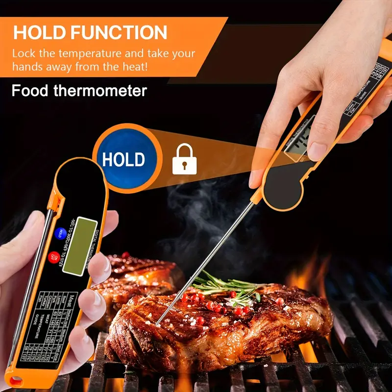 1pc, Meat Thermometer, Waterproof Meat Thermometer, Meat Thermometer With  Probe, Smart Digital Cooking Thermometer For Oven Grilling Smokers BBQ Rotis